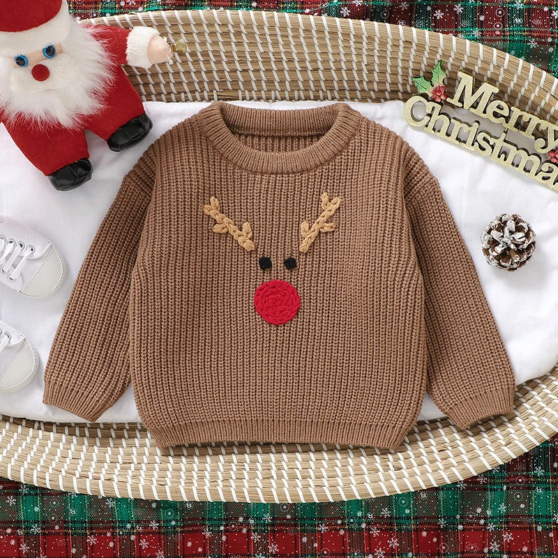 Kersttrui voor baby's met lange mouwen en schattige cartoonprint, warm en comfortabel 5