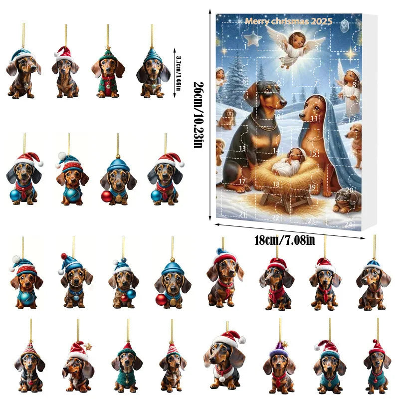 Festiva Kerstkalender – Moderne adventkalender met teckelhanger & stijlvol wanddesign