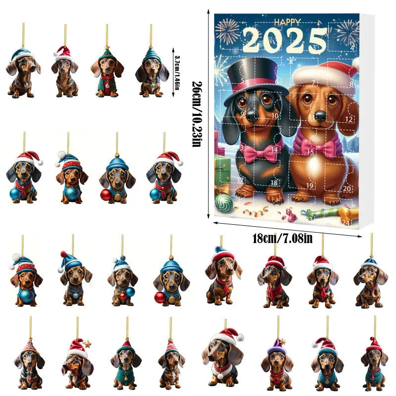 Festiva Kerstkalender – Moderne adventkalender met teckelhanger & stijlvol wanddesign