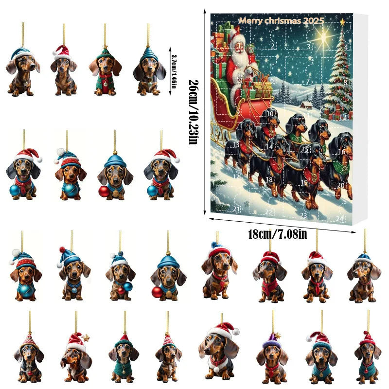 Festiva Kerstkalender – Moderne adventkalender met teckelhanger & stijlvol wanddesign