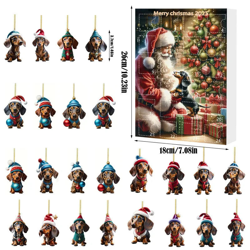 Festiva Kerstkalender – Moderne adventkalender met teckelhanger & stijlvol wanddesign