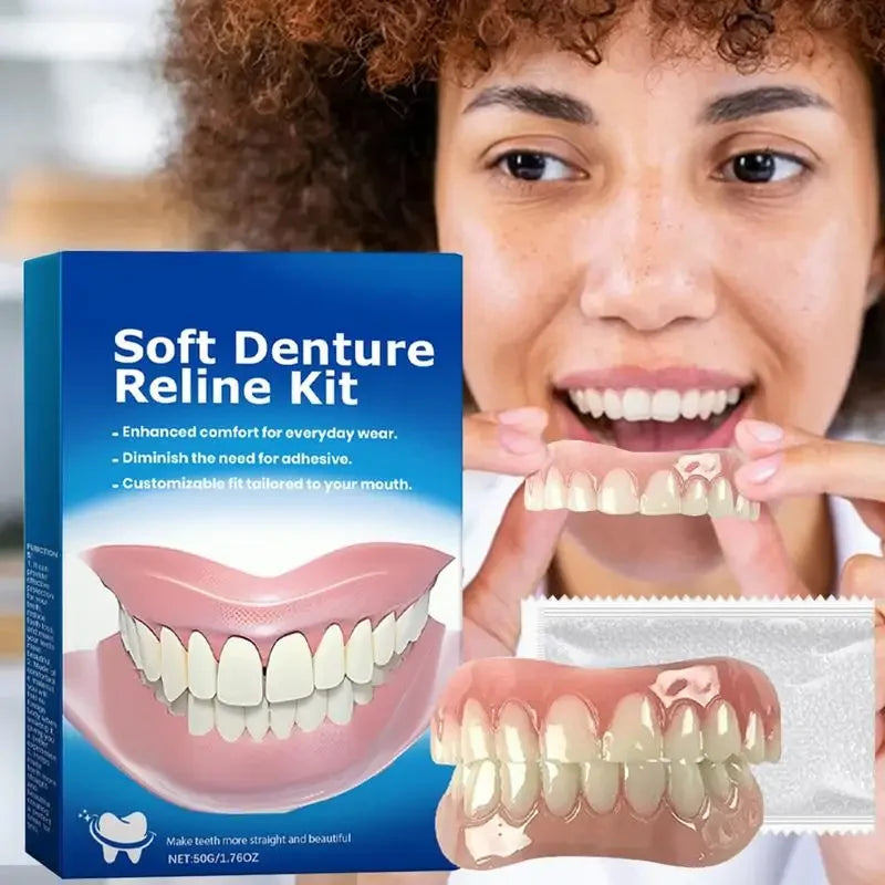 SmileLine Kit de Silicona para Próteses Dentais – Conxunto de dentadura flexible para adultos con axuste natural e confort