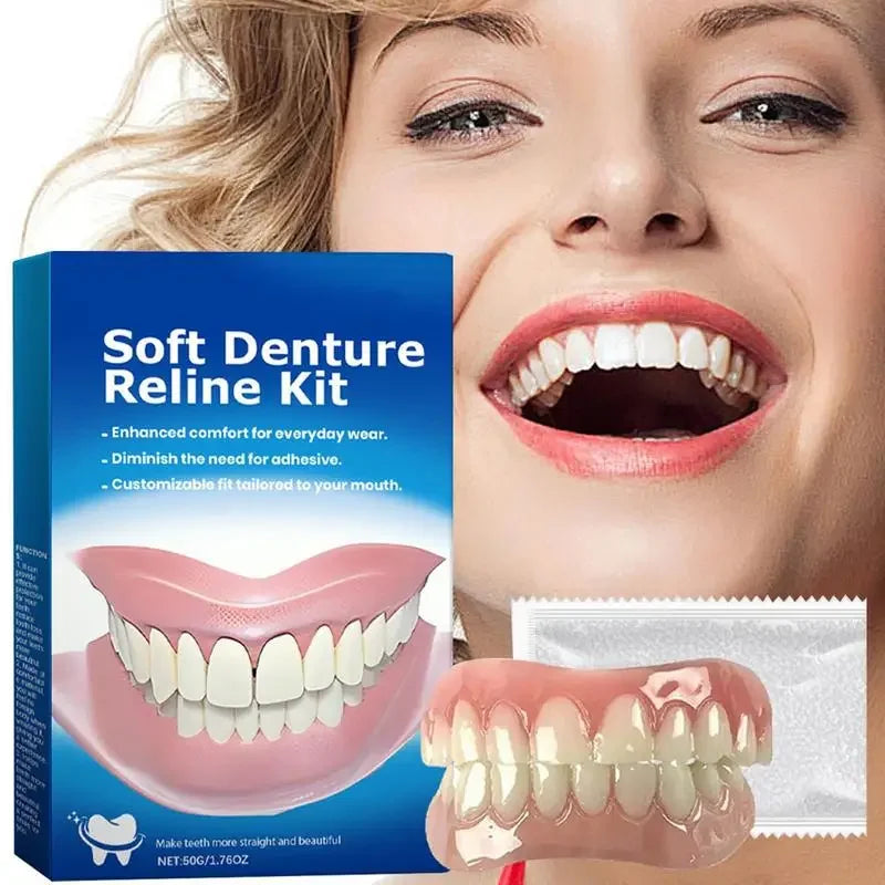 SmileLine Kit de Silicona para Próteses Dentais – Conxunto de dentadura flexible para adultos con axuste natural e confort