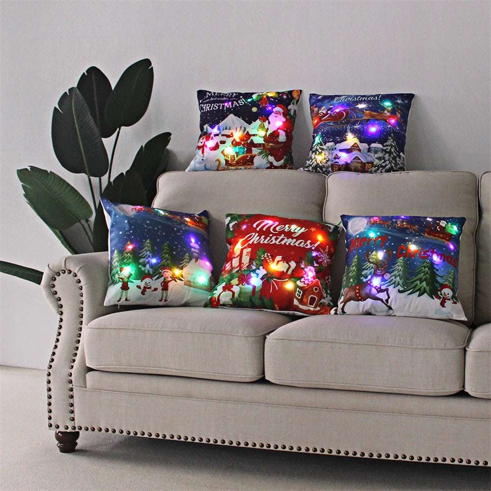 LED Kussensloop voor Feestdagen - 45x45 cm, Polyester, Machinewasbaar 0