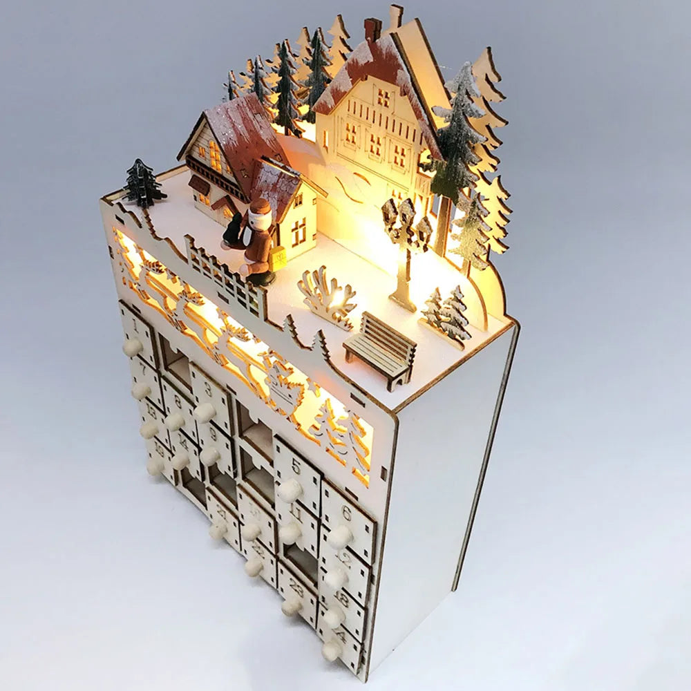 LumiFest Calendario de Adviento de Madeira – 24 Compartimentos con Luz LED cálida e ambiente de Nadal