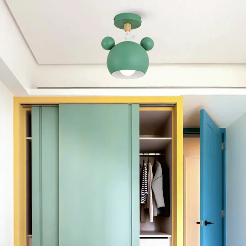 Cartonelle làmpada de sostre – Làmpada de dibuixos animats moderna amb base E27 i disseny de fusta juganer