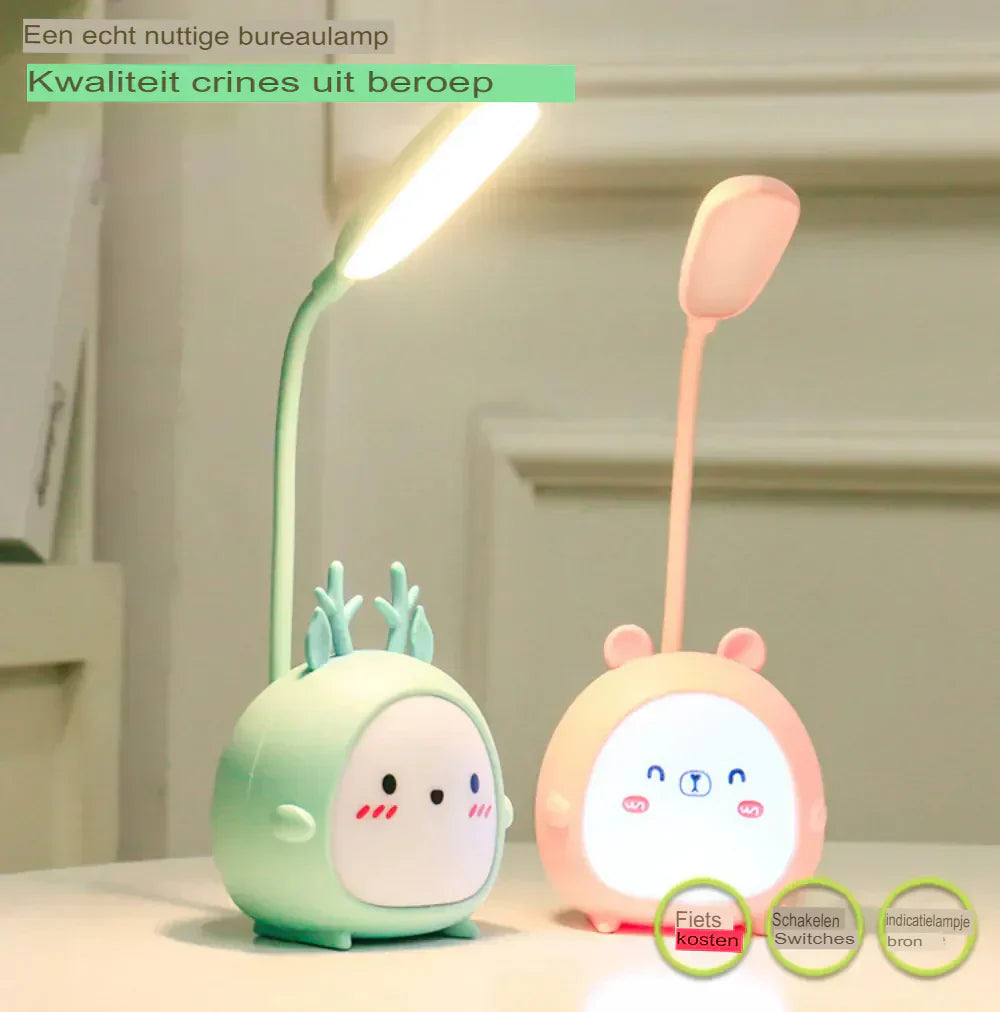 LumoPal Kinderleeslamp – Oogvriendelijke LED, USB-Oplaadbaar & Verstelbaar Cartoon Design