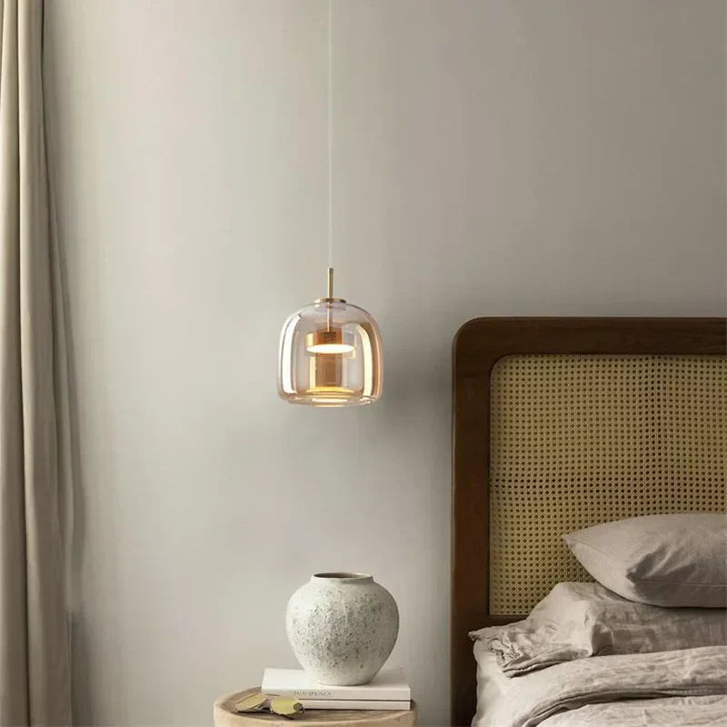 VitraLume candeeiro suspenso – Elegante candeeiro de teto em vidro com luz quente & design moderno minimalista