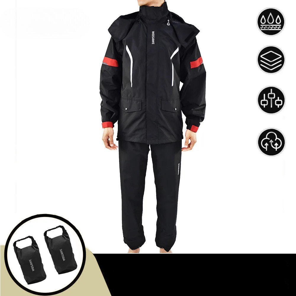 Wosawe Motorregenjas – Waterdichte Herenjas met Reflecterende Details & Winddicht Ontwerp