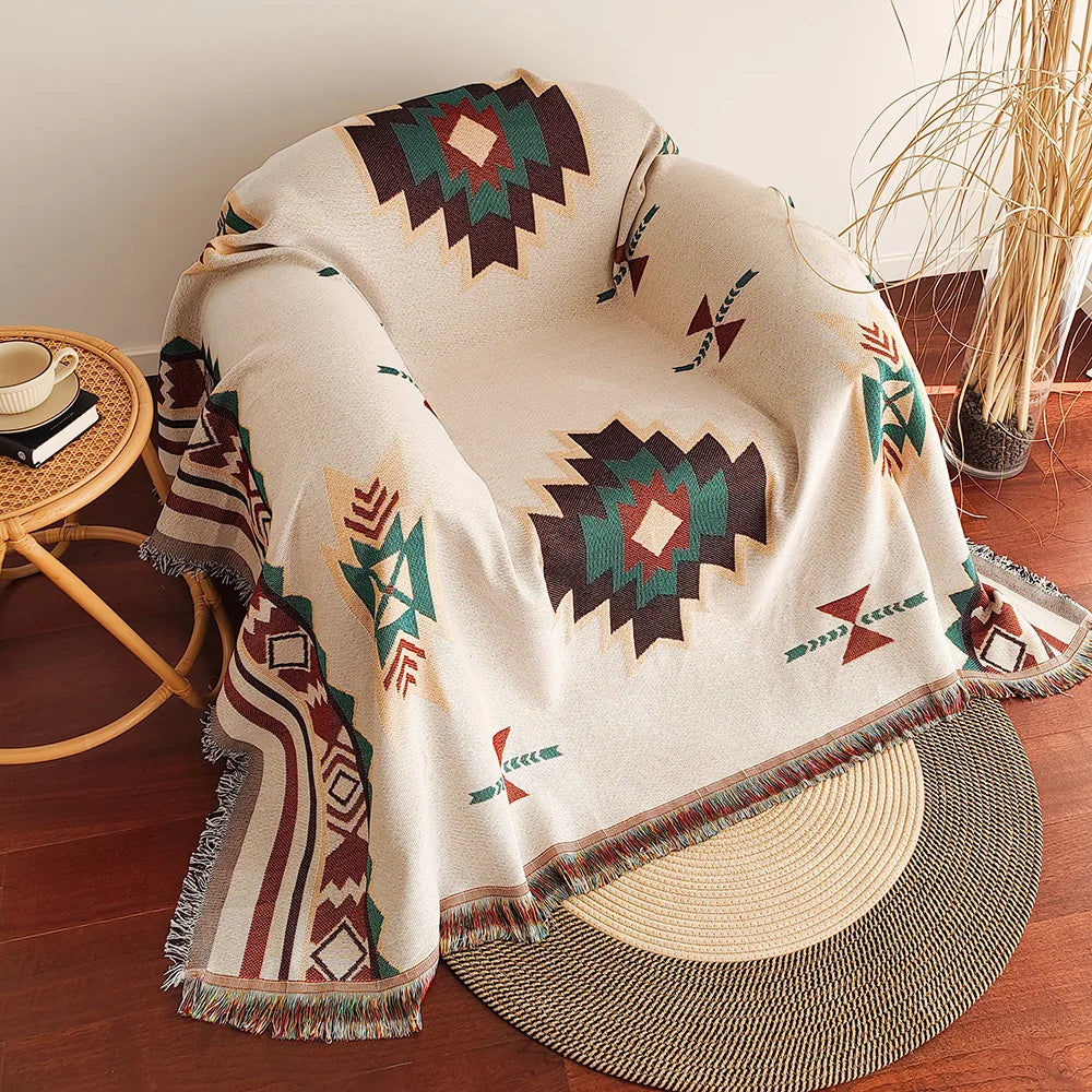Solara – Sobredimensionat Boho Aztec de quadres amb Flecs – Mescla de cotó per a sofà i llit