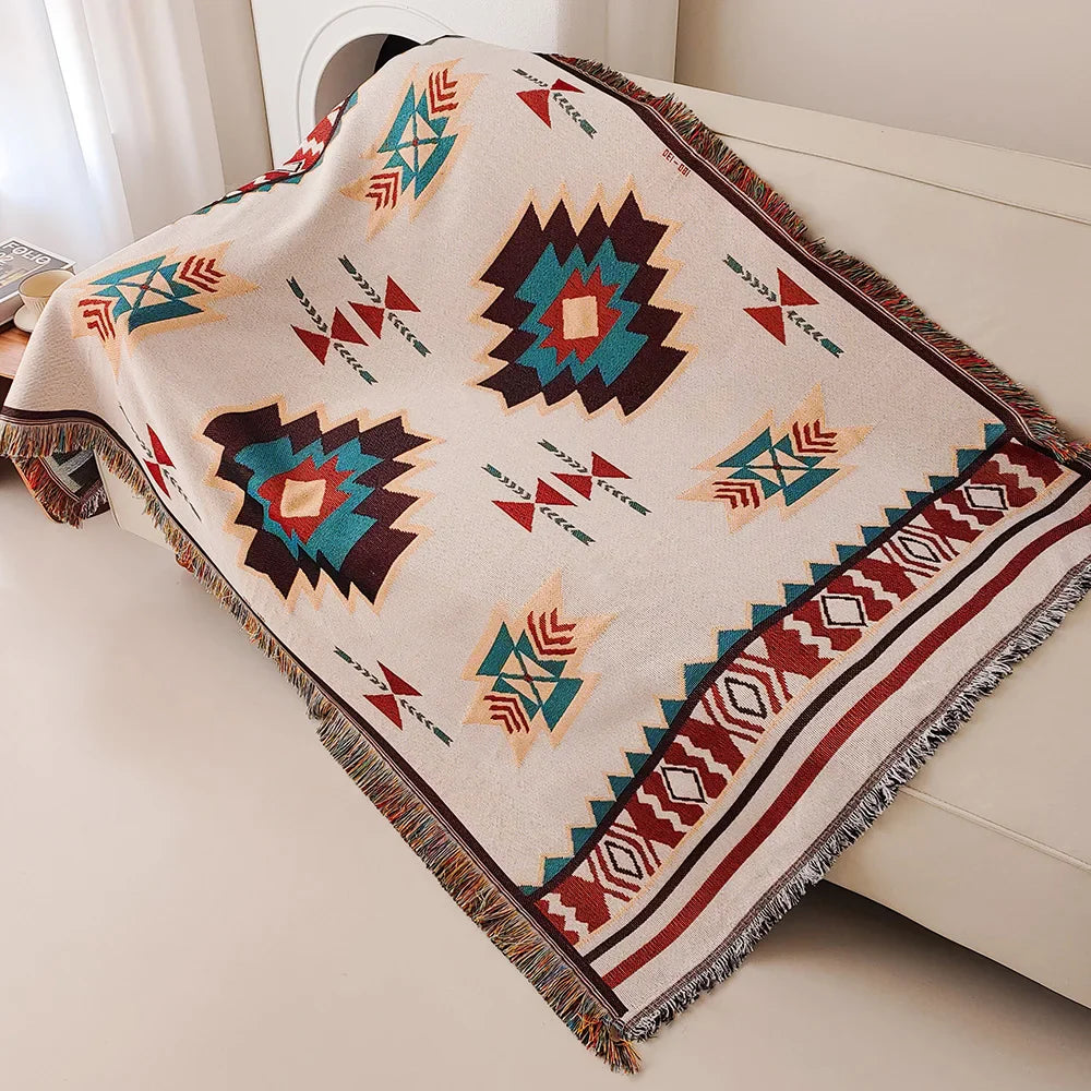 Solara – Sobredimensionat Boho Aztec de quadres amb Flecs – Mescla de cotó per a sofà i llit