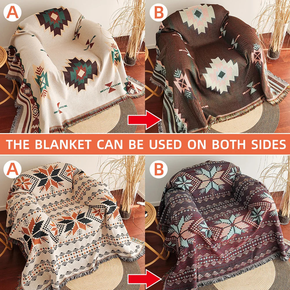 Solara – Sobredimensionat Boho Aztec de quadres amb Flecs – Mescla de cotó per a sofà i llit