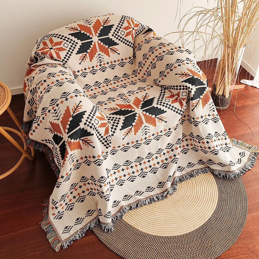 Solara – Sobredimensionat Boho Aztec de quadres amb Flecs – Mescla de cotó per a sofà i llit