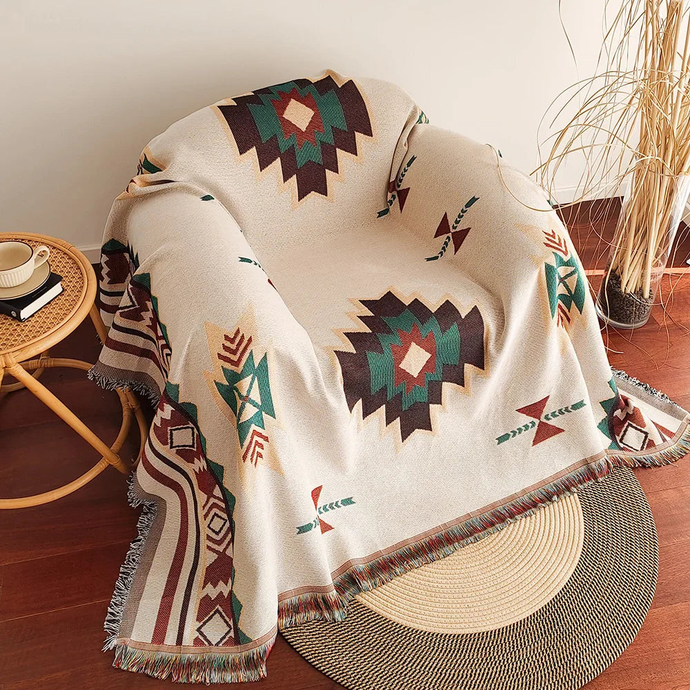 Solara – Sobredimensionat Boho Aztec de quadres amb Flecs – Mescla de cotó per a sofà i llit