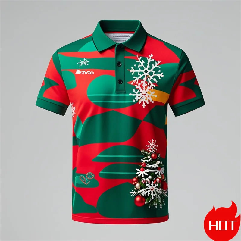 Poloshirt met 3D Kerstman voor mannen, vrolijk kerstfeest 12