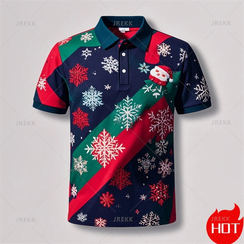 Poloshirt met 3D kerstman print voor mannen 11