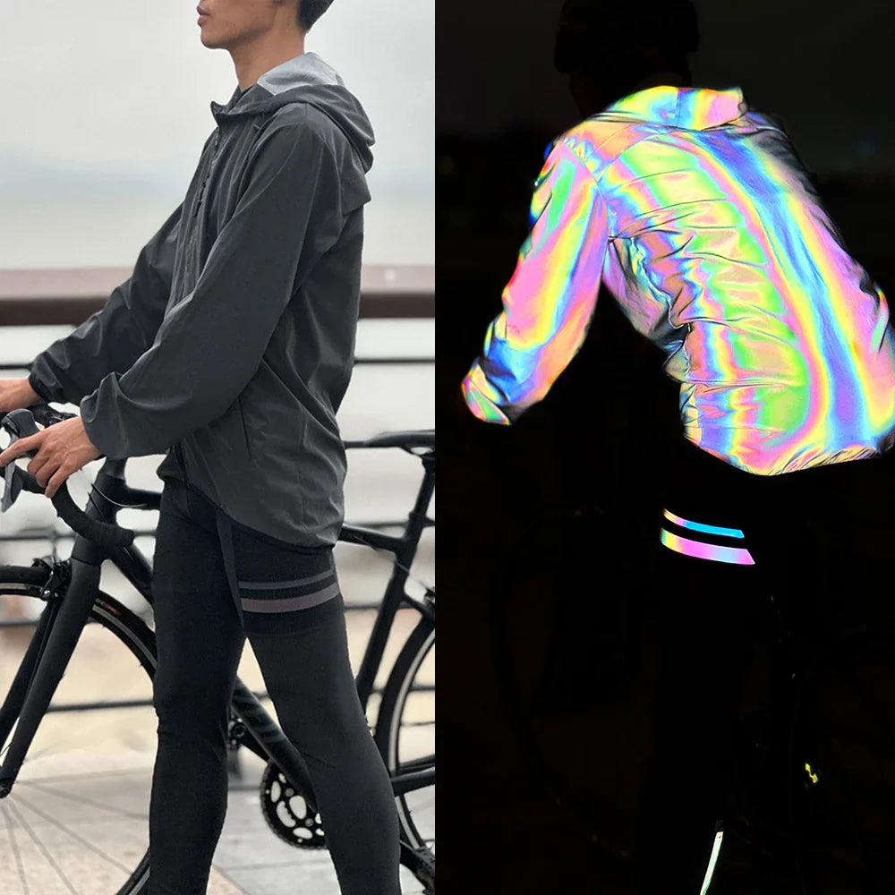 ReflectaGear Fietsjack – Reflecterend Winddicht & Waterafstotend Jack met Capuchon voor Veilig Nachtfietsen