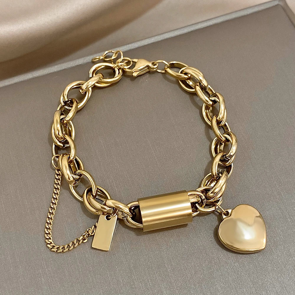 Auristé Bedelarmband – Vergulde Roestvrijstalen Armband voor Vrouwen, Hypoallergeen & Tijdloos Elegant