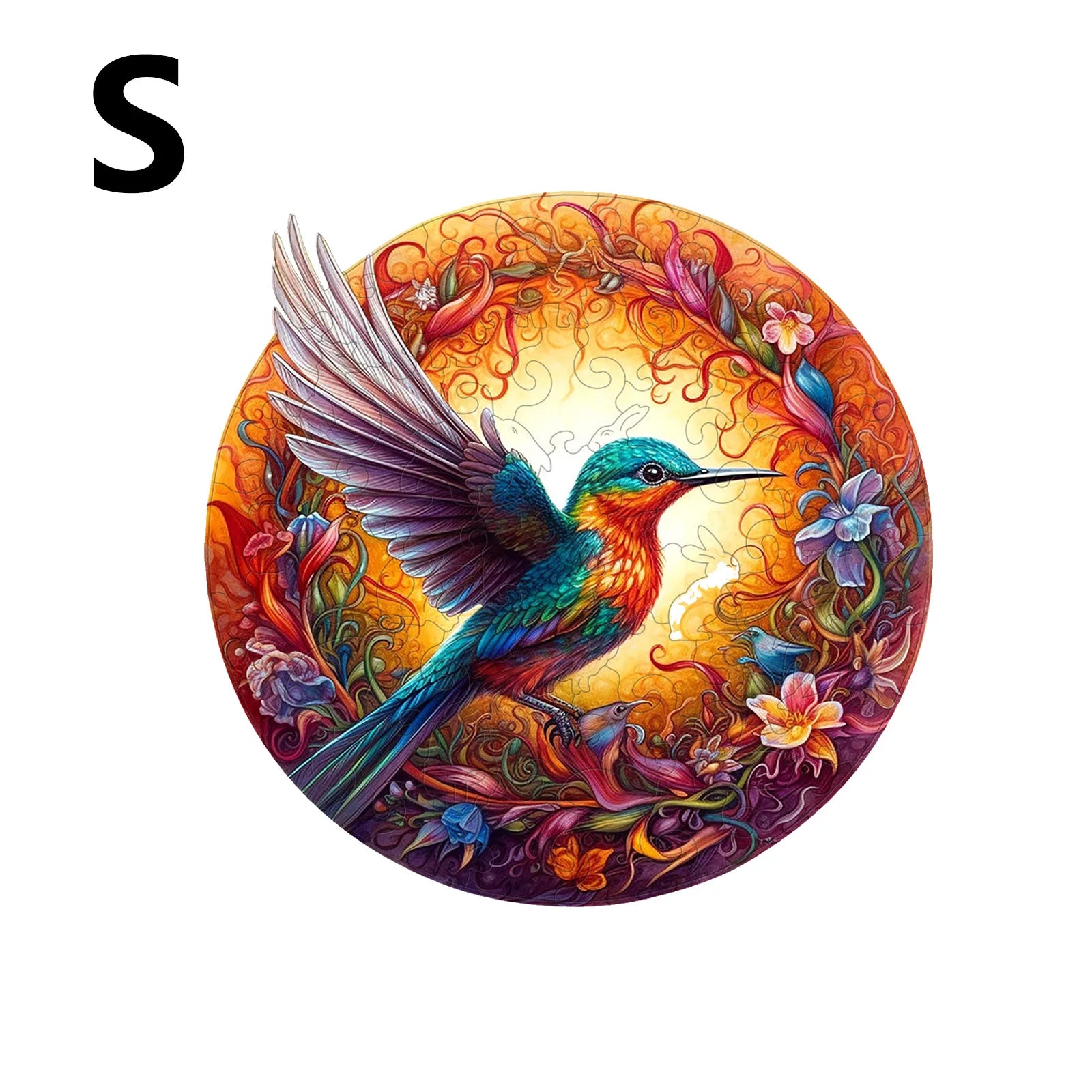 Ronde Houten Puzzel met Pauwpatroon voor Volwassenen en Kinderen - Puzzel Hout Dierenvormen 12