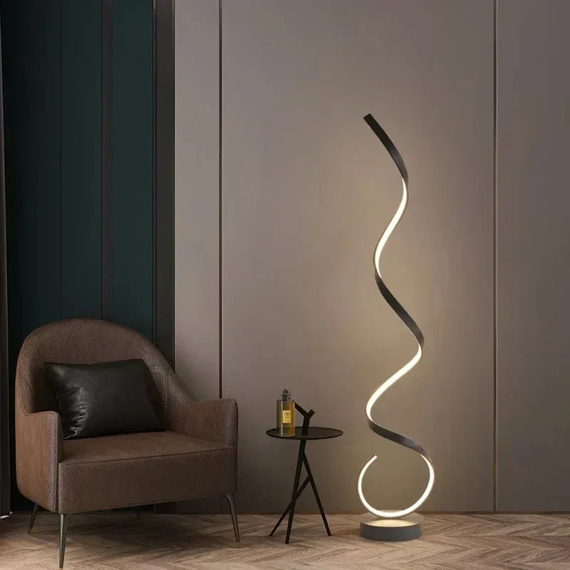 Lumora Spiraal Candeeiro de Pé – LED Regulável em Design Moderno