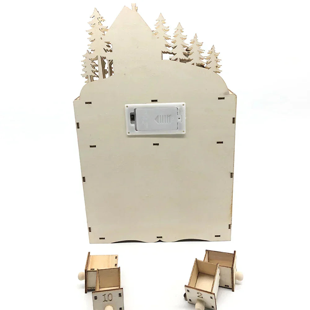 WinterHout – Calendario de advento de madeira vila de renos con 24 compartimentos