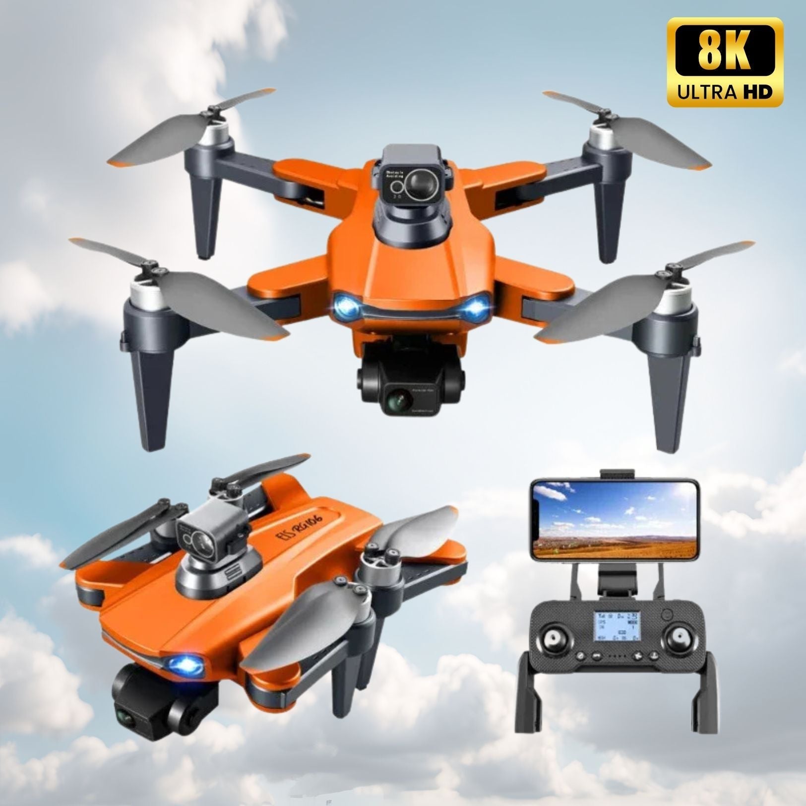RG109 Pro – dron HD 8K con dobre cámara, GPS e motores sen escobillas