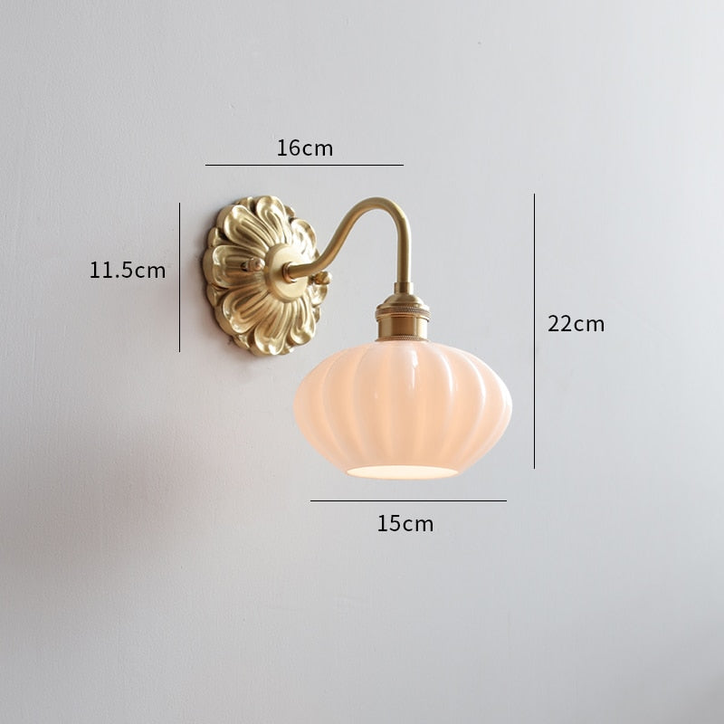 Lámpara de pared Clarest – Diseño vintage de cobre con pantalla de vidrio mate y luz LED cálida