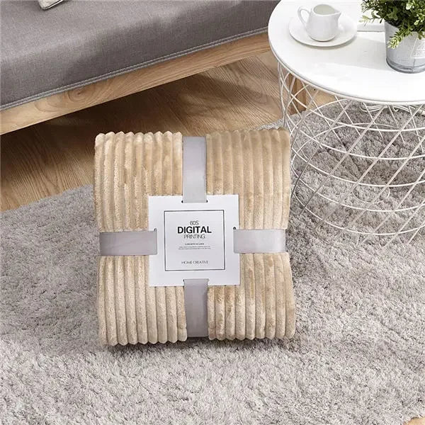 CasaMora – Manta de franela ratllada i suau – Per a llit, sofà i viatges