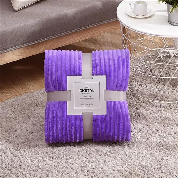 CasaMora – Manta de franela ratllada i suau – Per a llit, sofà i viatges