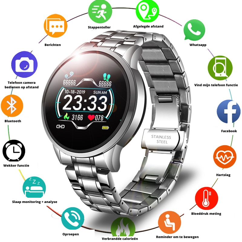 Chroniq Classic Smartwatch – Tijdloos Design met Slimme Gezondheidsfuncties