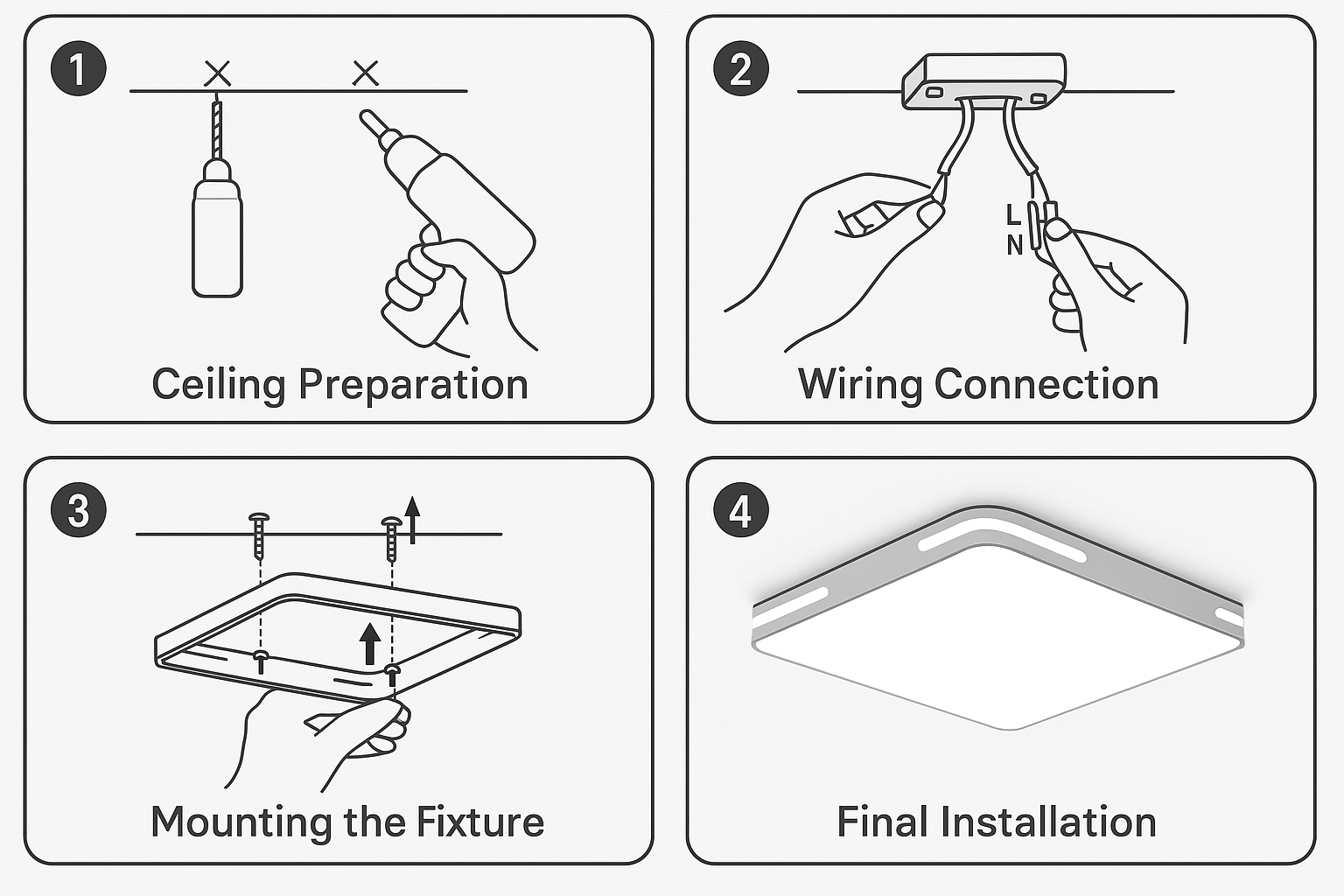 Lumora Plafondlamp – Vierkant Design met 36W LED, Helder Koelwit Licht & IP44 Bescherming