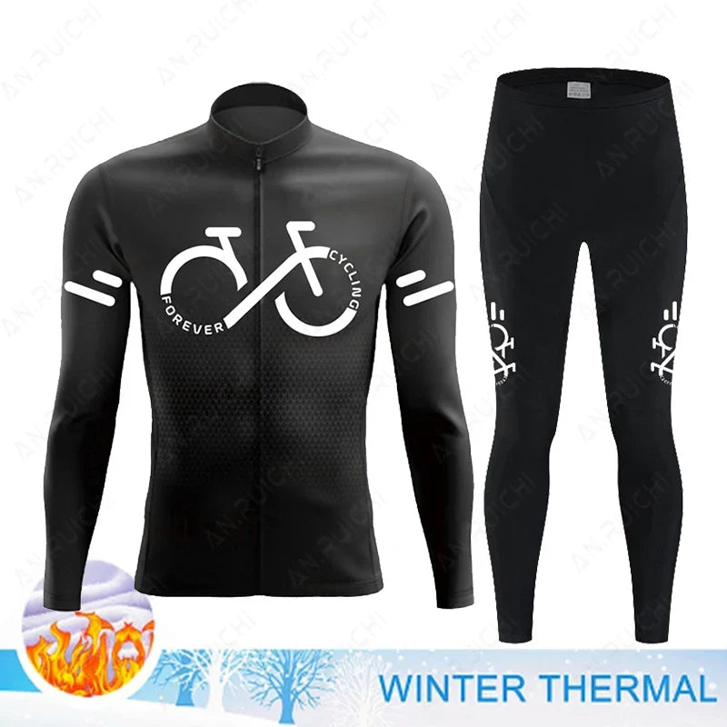 Cyclovent Thermische Wielertrui Set – Heren Fleece Fietskleding met 5D Kussen, Winddicht & Warm voor Winterritten
