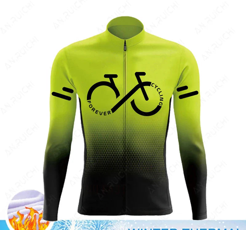 Cyclovent Thermische Wielertrui Set – Heren Fleece Fietskleding met 5D Kussen, Winddicht & Warm voor Winterritten
