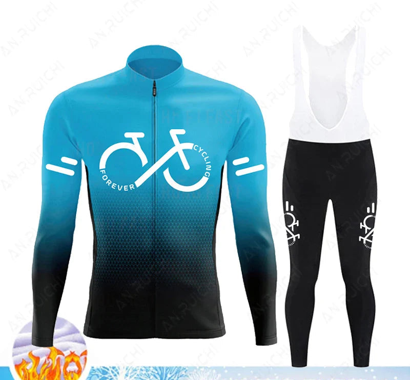 Cyclovent Thermische Wielertrui Set – Heren Fleece Fietskleding met 5D Kussen, Winddicht & Warm voor Winterritten