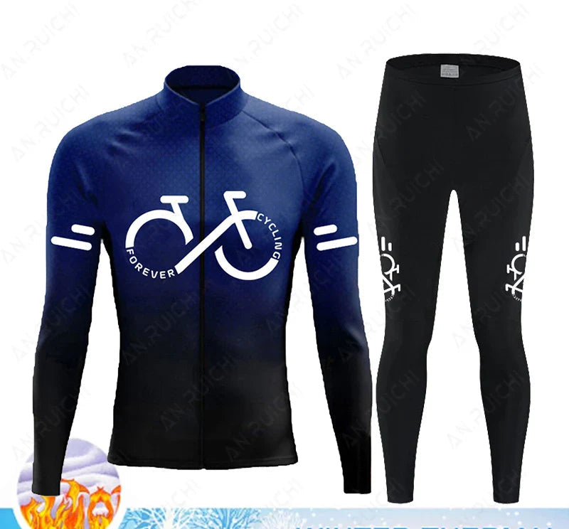 Cyclovent Thermische Wielertrui Set – Heren Fleece Fietskleding met 5D Kussen, Winddicht & Warm voor Winterritten