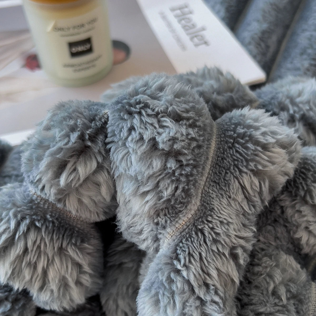 Havenza – Manta de mestura de algodón con raias espesas – Para cama, sofá e mascotas