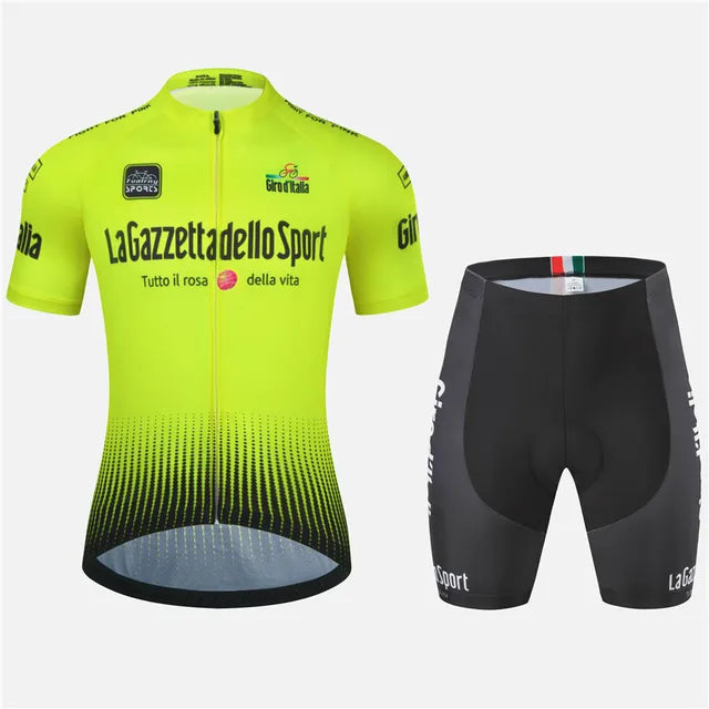 Unisex Fietskleding Set – Ademend & Elastisch Wielrenset met Gewatteerde Broek & Reflecterende Details