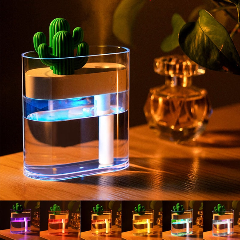 AromaVida Difusor de Aroma – Deseño de Cactus Ultrasónico con LED e depósito de 160ml