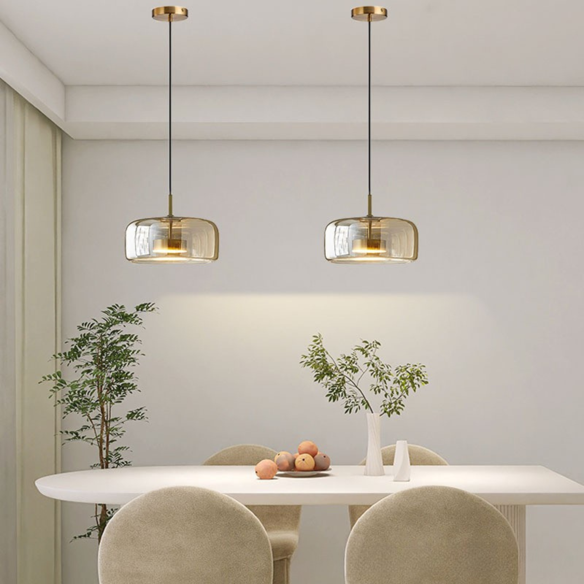 VitraLume candeeiro suspenso – Elegante candeeiro de teto em vidro com luz quente & design moderno minimalista