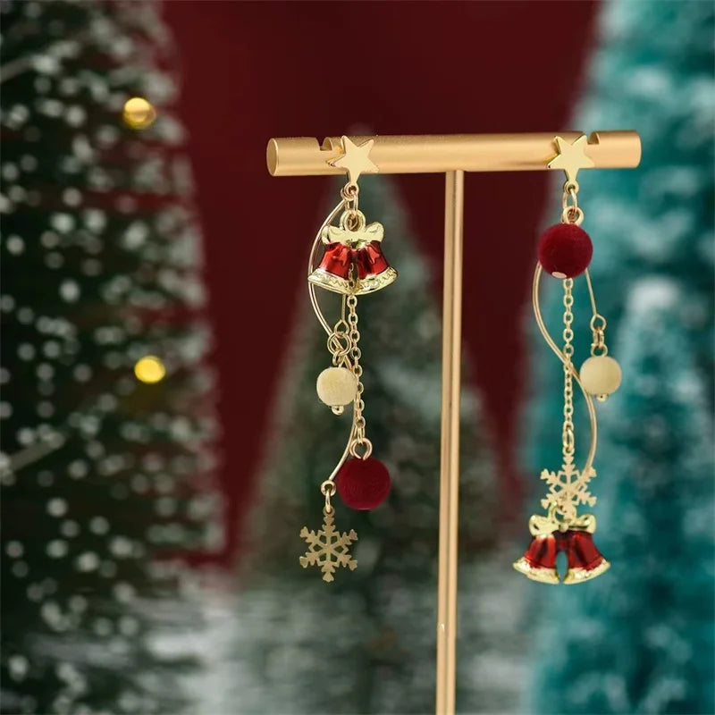 Lunarelle Vintage Orecchini Albero di Natale – Verde & Oro, Leggeri e Festosi con Elegante Fiocco