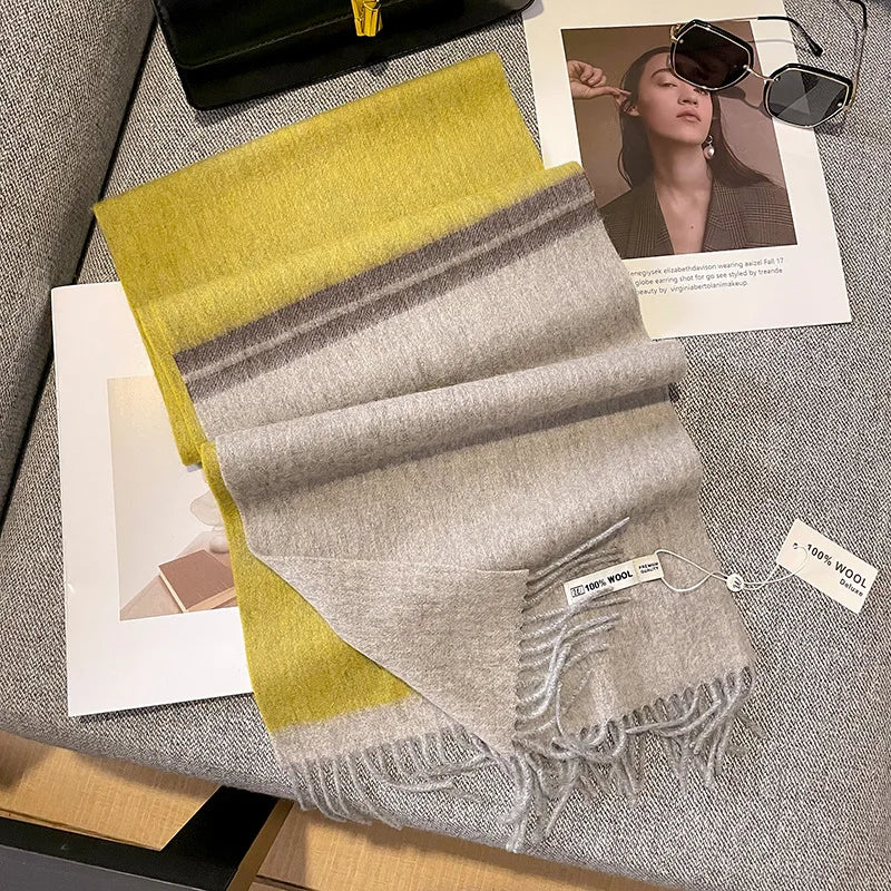 Merivelle Wol Sjaal – Luxe 100% Wollen Wintersjaal met Dambordpatroon, Warm & Stijlvol voor Vrouwen