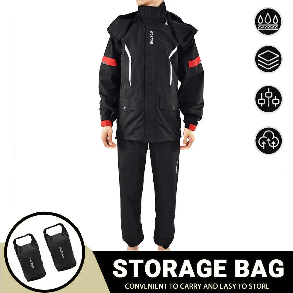 Wosawe Motorregenjas – Waterdichte Herenjas met Reflecterende Details & Winddicht Ontwerp