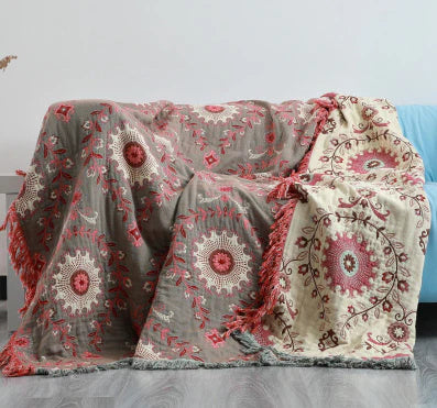 Ardelya Manta – Manta reversible de cotó amb motiu natural escandinau i disseny suau