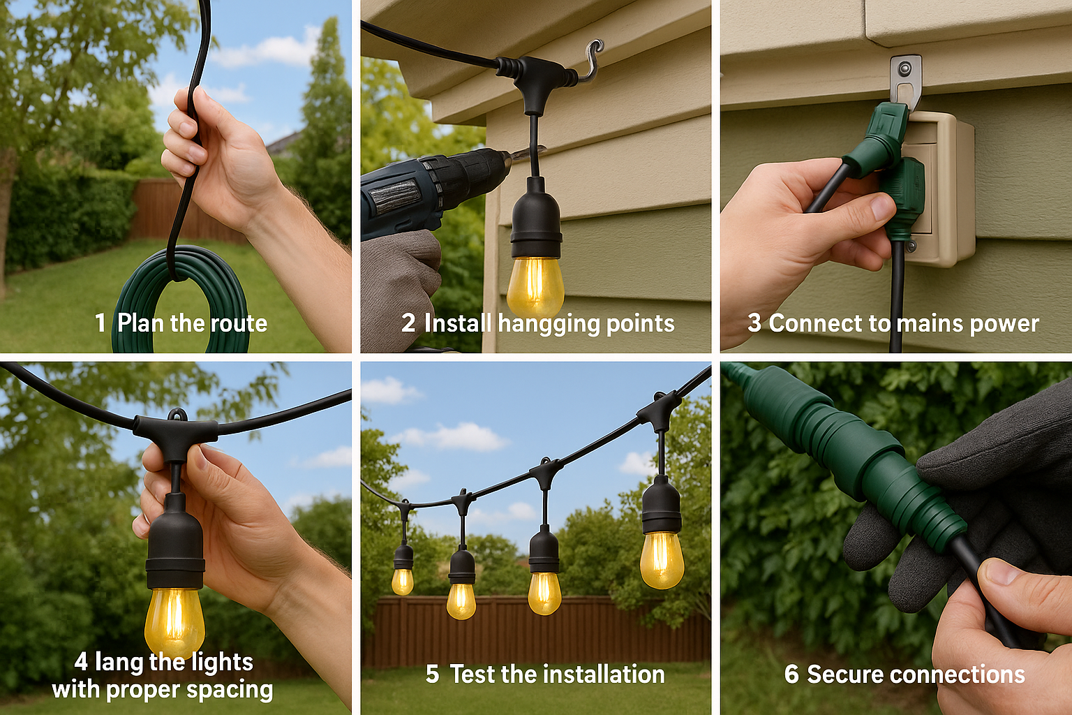 Festelio Tuinverlichting – 48FT Lichtslinger met 15 LED-Lampen & Warme 2700K Gloed