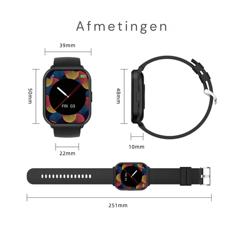 PulseMate Smartwatch – Funcións de saúde e resistente á auga IP68