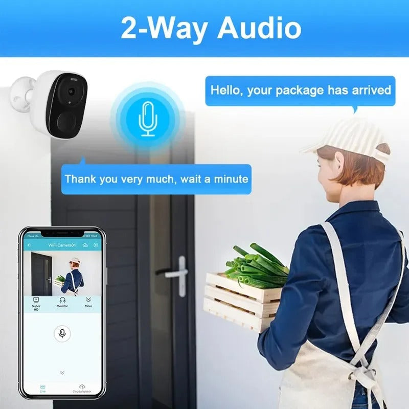 Guardix – Cámara IP exterior recargable sen fíos con visión nocturna e audio