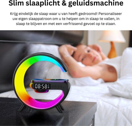 Wake-Up Light PRO – Lámpara de alarma de saída do sol intelixente con Bluetooth e carga sen fíos