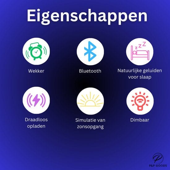 Wake-Up Light PRO – Lámpara de alarma de saída do sol intelixente con Bluetooth e carga sen fíos