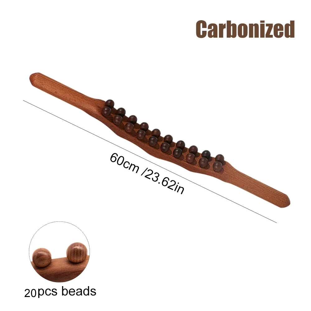 WoodRelief Pro Massagestaaf – Bastão Gua Sha de Madeira para Relaxamento Muscular