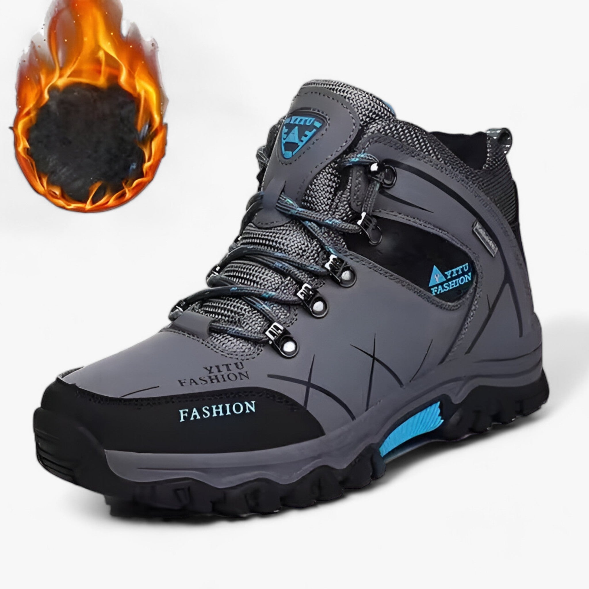 Nordvail Botas de Neve em Pele – Botas Masculinas Impermeáveis com Forro Quente & Sola Antiderrapante